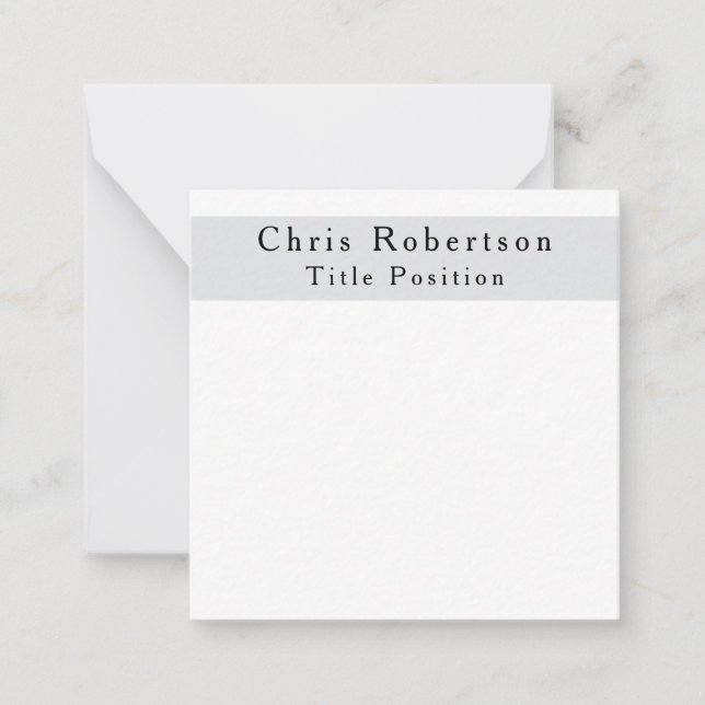 Modern Plain Simple Black Grey White Minimalist Note Card (Front)