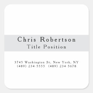 Modern Plain Simple Black Grey White Minimalist Square Sticker