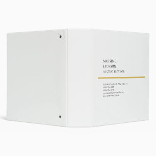 Modern Plain Simple Black White Minimalist  3 Ring Binder