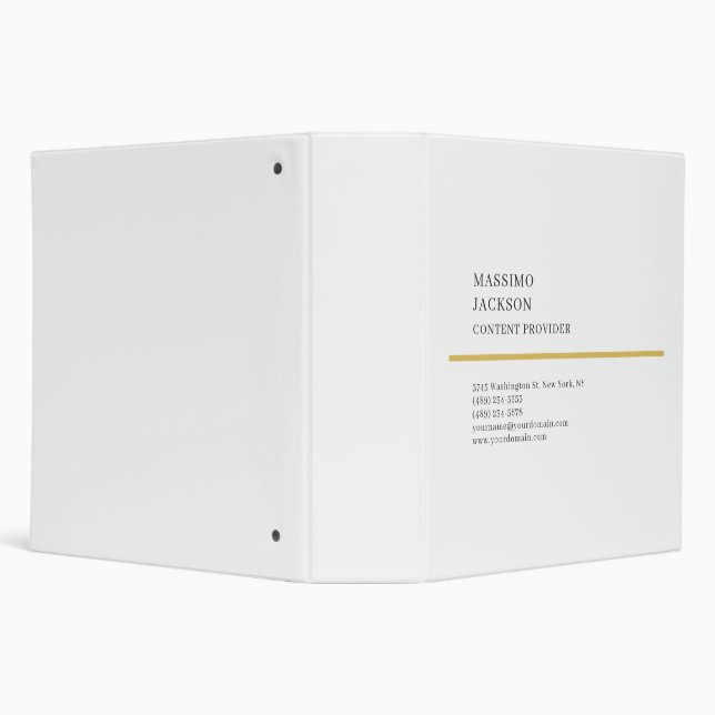 Modern Plain Simple Black White Minimalist  3 Ring Binder (Background)