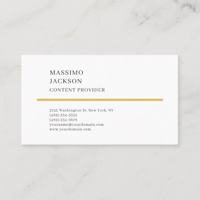 Modern Plain Simple Black White Minimalist  Business Card (Front)