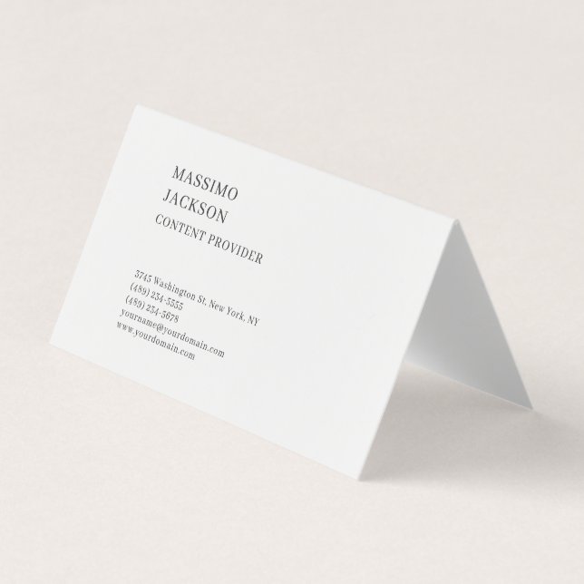Modern Plain Simple Black White Minimalist  Business Card (Front)