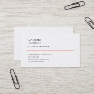 Modern Plain Simple Black White Minimalist Business Card