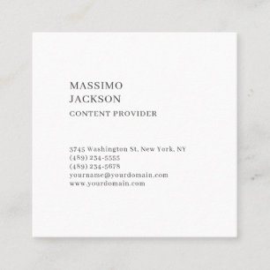 Modern Plain Simple Black White Minimalist Square Business Card