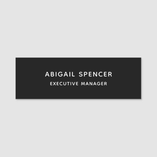 Modern Plain Simple Black White Professional Name Tag