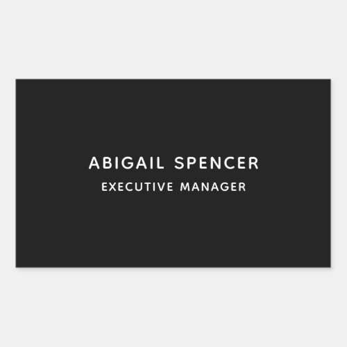 Modern Plain Simple Black White Professional Rectangular Sticker