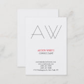 Modern plain simple black white red grey monogram business card (Front/Back)