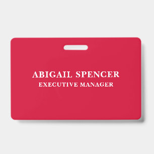 Modern Plain Simple Cherry Red Professional Badge