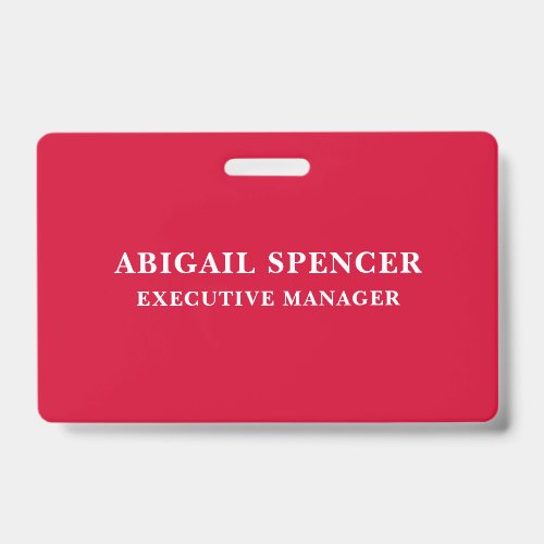 Modern Plain Simple Cherry Red Professional Badge