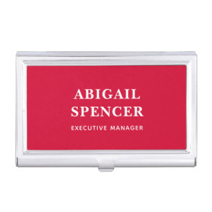 Modern Plain Simple Cherry Red Professional Business Card Case