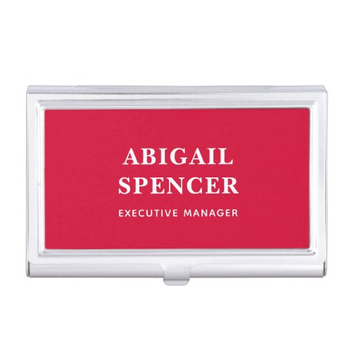 Modern Plain Simple Cherry Red Professional Business Card Case