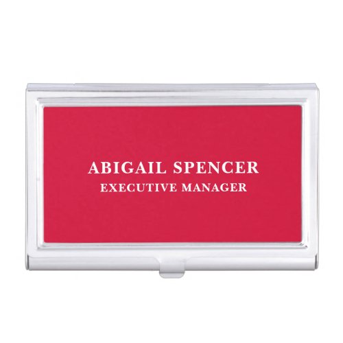 Modern Plain Simple Cherry Red Professional Business Card Case