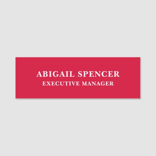 Modern Plain Simple Cherry Red Professional Name Tag