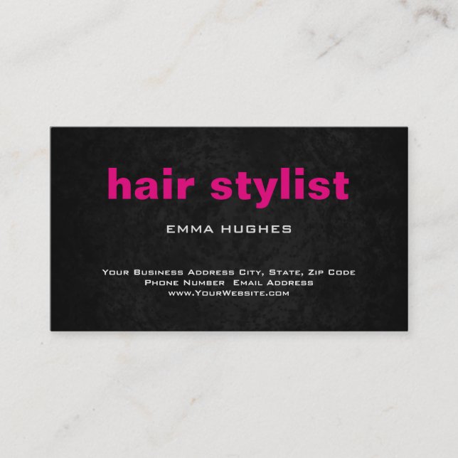 Modern Plain Simple Gray Pink Hair Stylist Business Card (Front)
