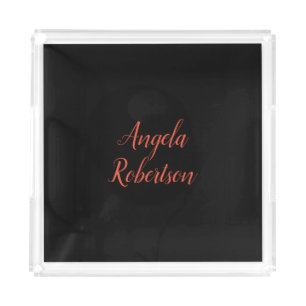 Modern plain simple minimalist add name acrylic tray
