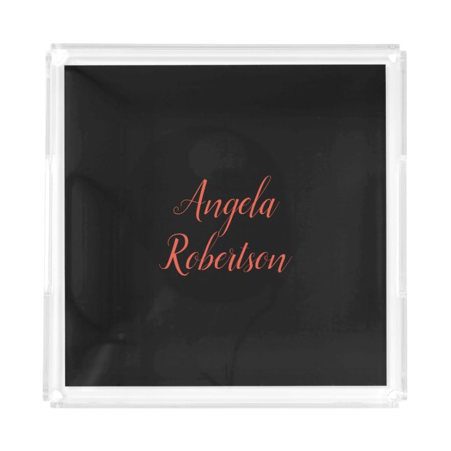 Modern plain simple minimalist add name acrylic tray (Front)