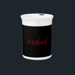 Modern plain simple minimalist add name black red beverage pitcher<br><div class="desc">A simple,  minimalist approach for those looking for a professional design.</div>