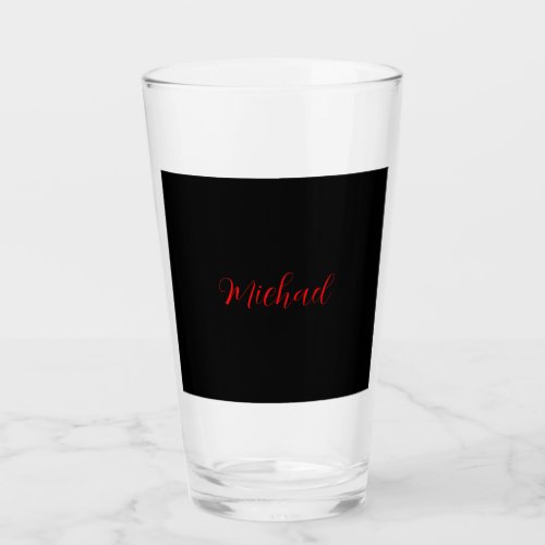 Modern plain simple minimalist add name black red glass