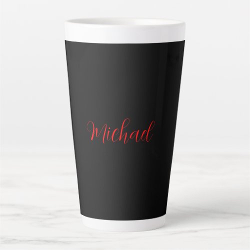 Modern plain simple minimalist add name black red latte mug