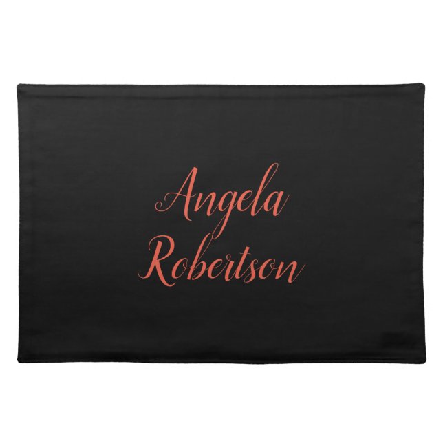 Modern plain simple minimalist add name cloth placemat (Front)