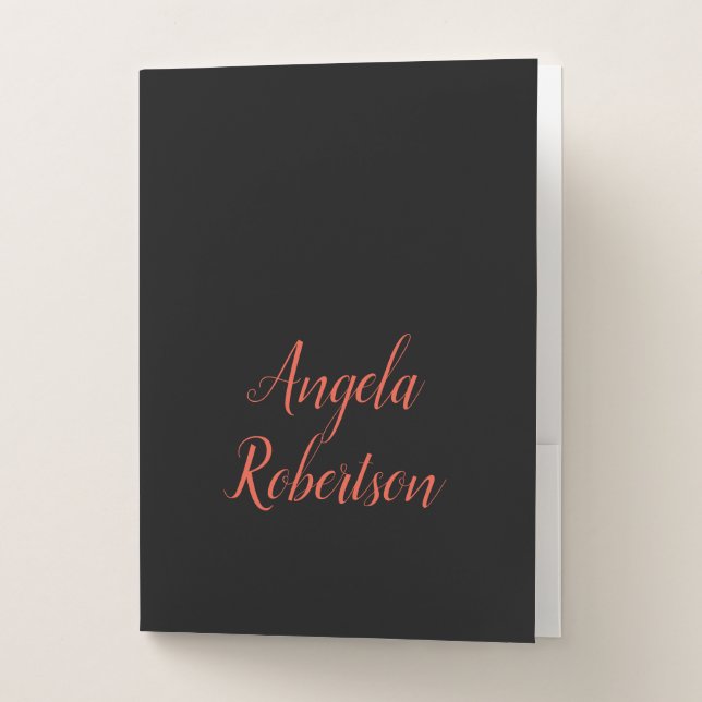 Modern plain simple minimalist add name pocket folder (Front)