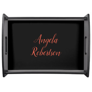 Modern plain simple minimalist add name serving tray