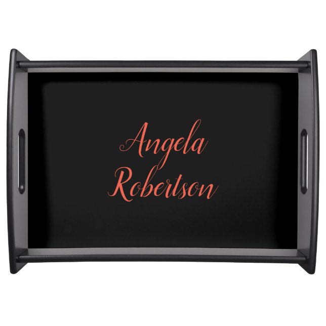 Modern plain simple minimalist add name serving tray (Front)