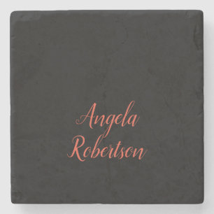 Modern plain simple minimalist add name stone coaster