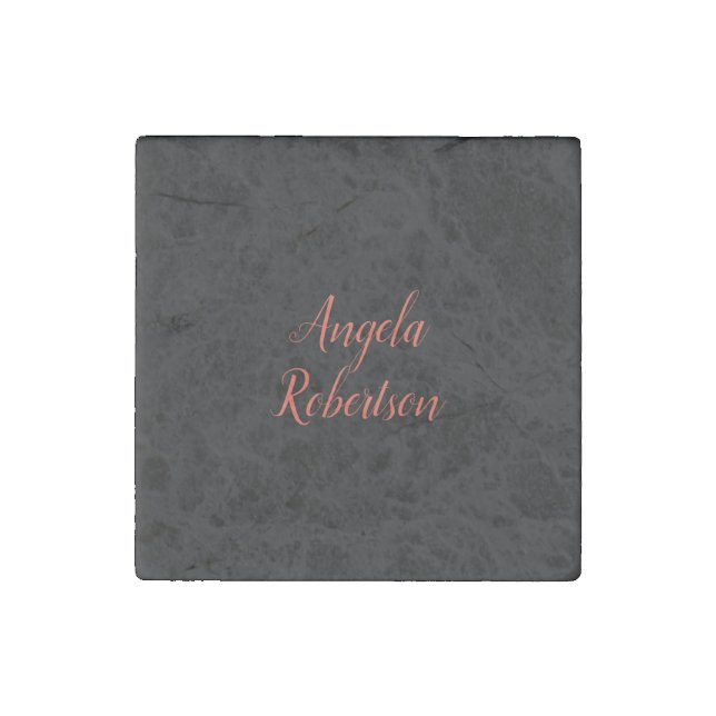 Modern plain simple minimalist add name stone magnet (Front)