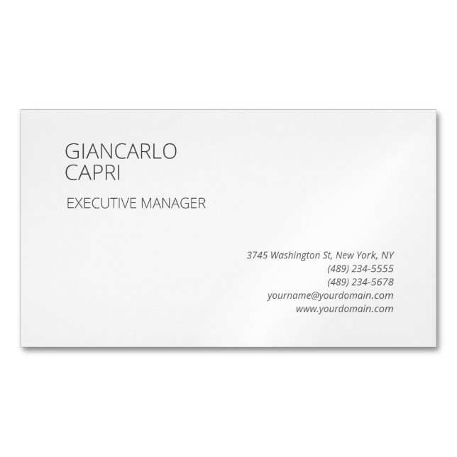 Modern Plain Simple Minimalist Business Card Magnet (Front)
