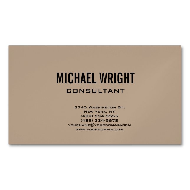 Modern Plain Simple Minimalist Business Card Magnet (Front)
