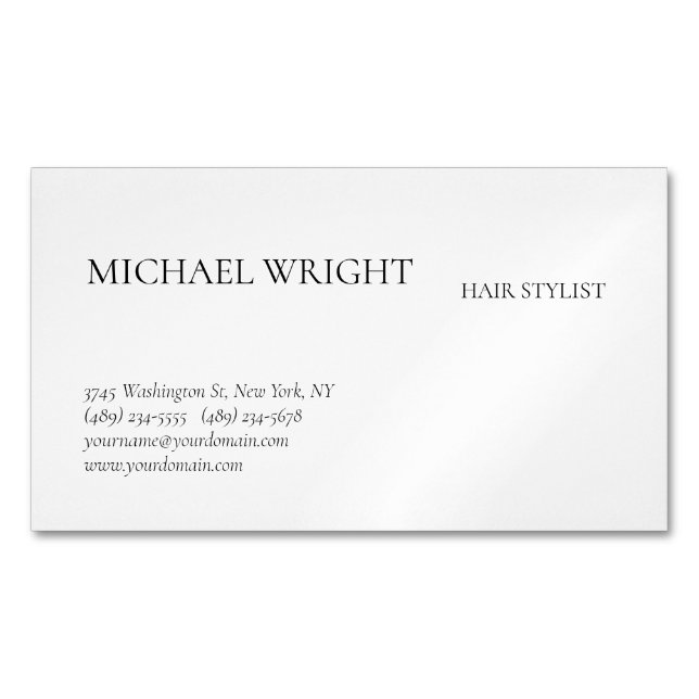 Modern Plain Simple Minimalist Business Card Magnet (Front)