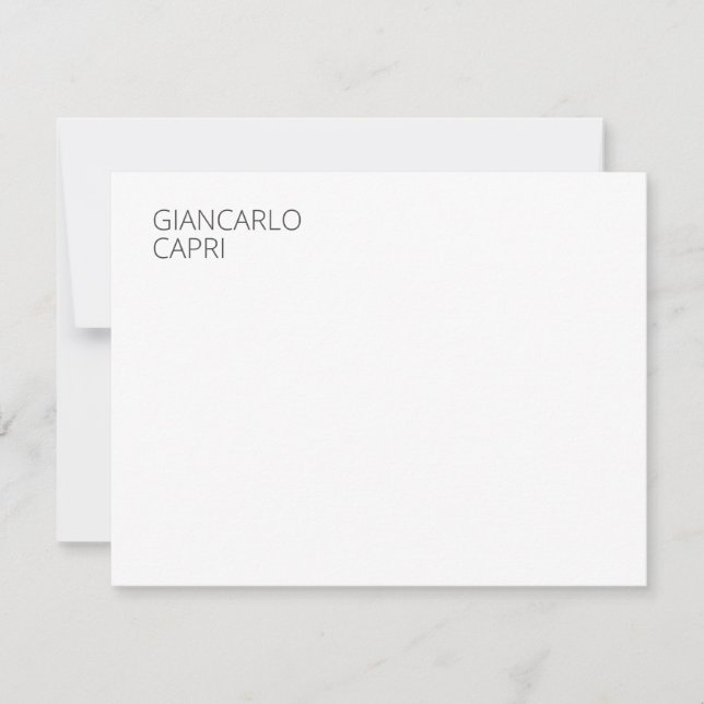 Modern Plain Simple Minimalist Elegant Capital Note Card (Front)