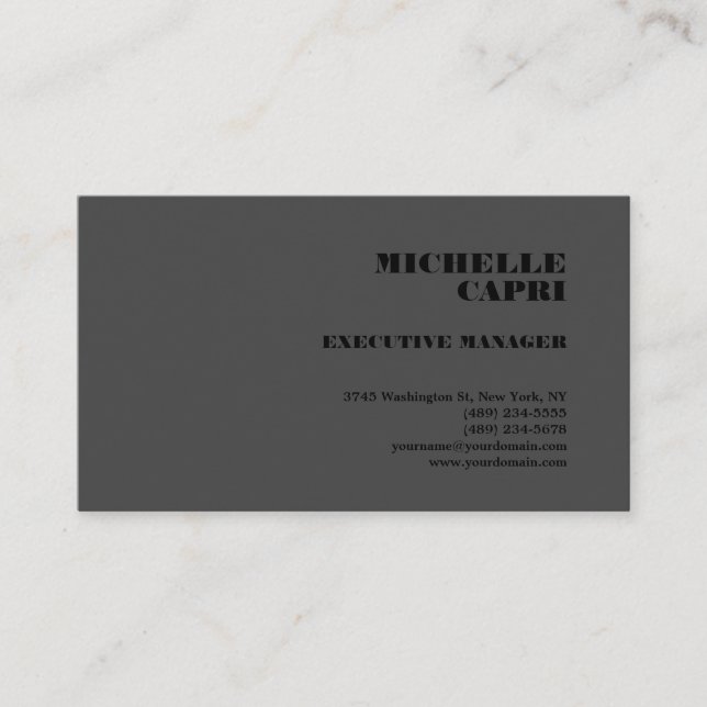 Modern Plain Simple Minimalist Gray Black Business Card (Front)