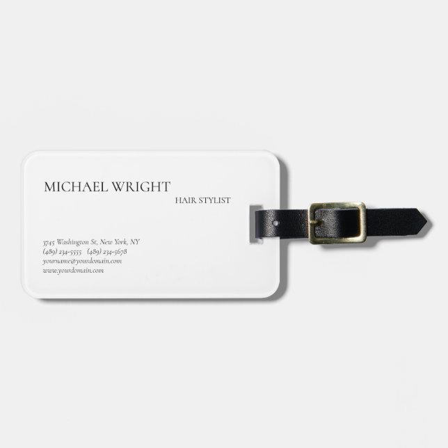 Modern Plain Simple Minimalist Luggage Tag (Front Horizontal)
