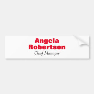 Modern plain simple minimalist red white add name bumper sticker
