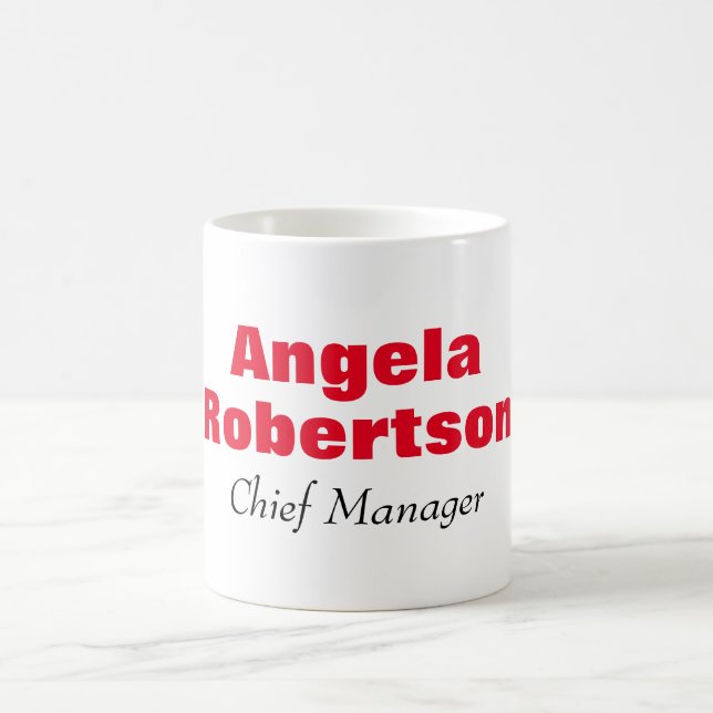 Modern plain simple minimalist red white add name coffee mug (Center)