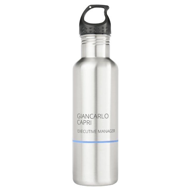 Modern Plain Simple Minimalist Stainless Steel Water Bottle (Front)