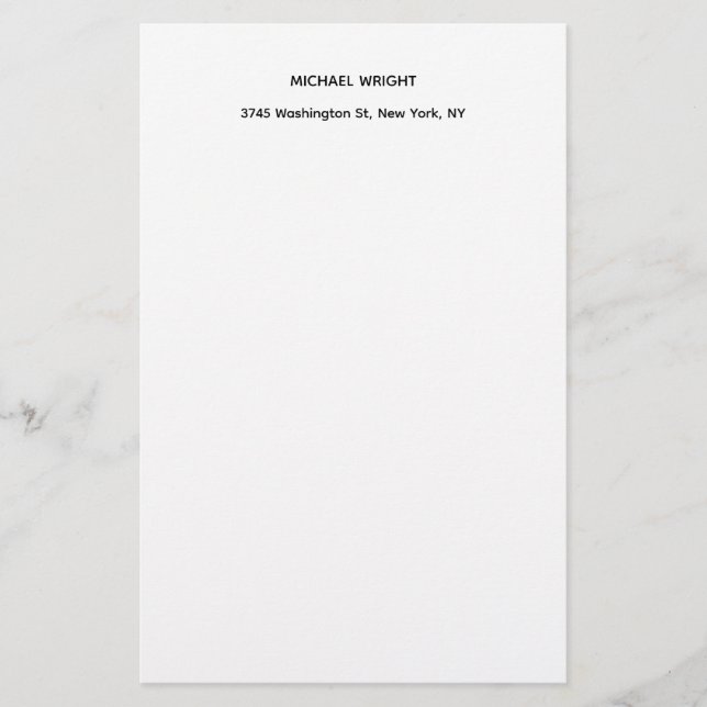 Modern Plain Simple Minimalist Stationery (Front)