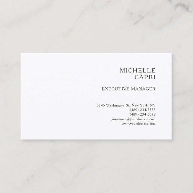 Modern Plain Simple Minimalist Style Contemporary Business Card (Front)