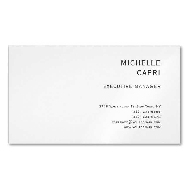 Modern Plain Simple Minimalist Style Contemporary Business Card Magnet (Front)