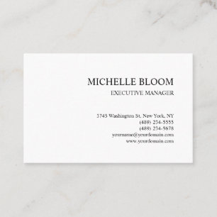 Modern Plain Simple Minimalist White Business Card