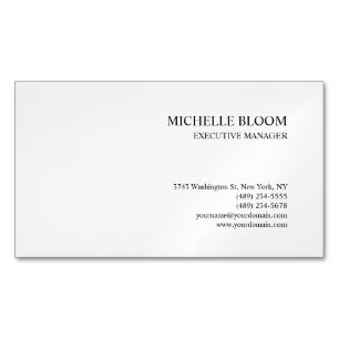 Modern Plain Simple Minimalist White Business Card Magnet