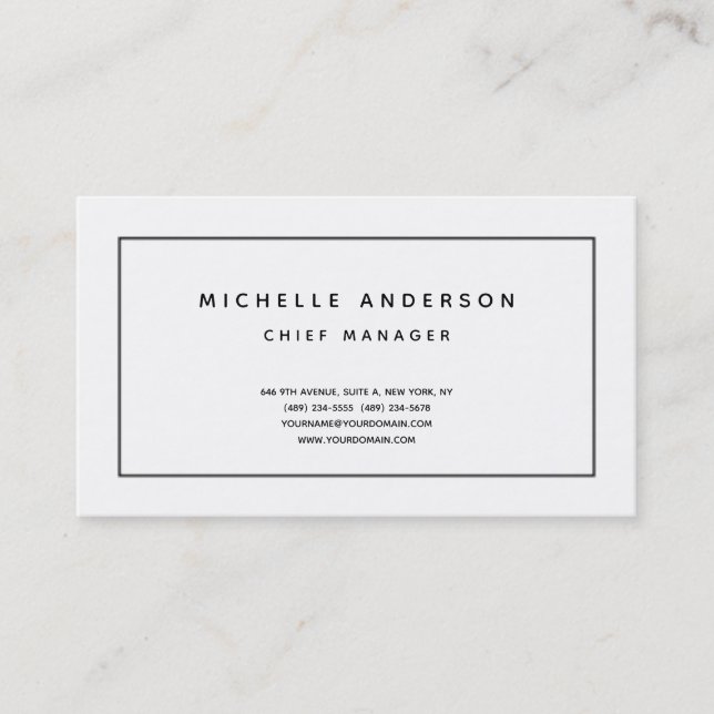 Modern Plain Simple Professional Minimalist Business Card (Front)