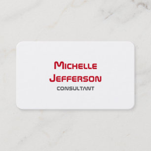 Modern Plain Simple Red White Business Card