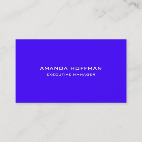 Modern Plain Simple Ultramarine Blue Professional Business Card