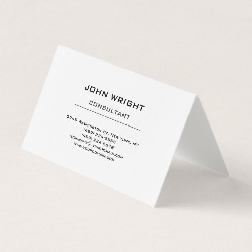 Modern Plain Simple White Attractive Stylish Business Card