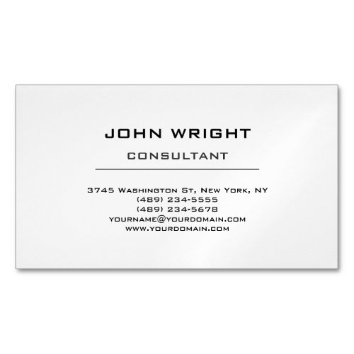 Modern Plain Simple White Attractive Stylish Business Card Magnet