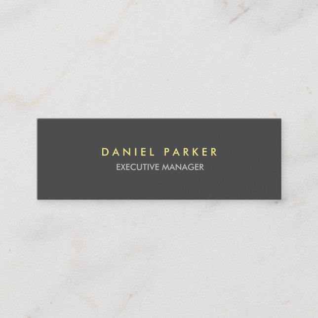Modern Plain Slim Grey Exevutive Manager Director Mini Business Card (Front)
