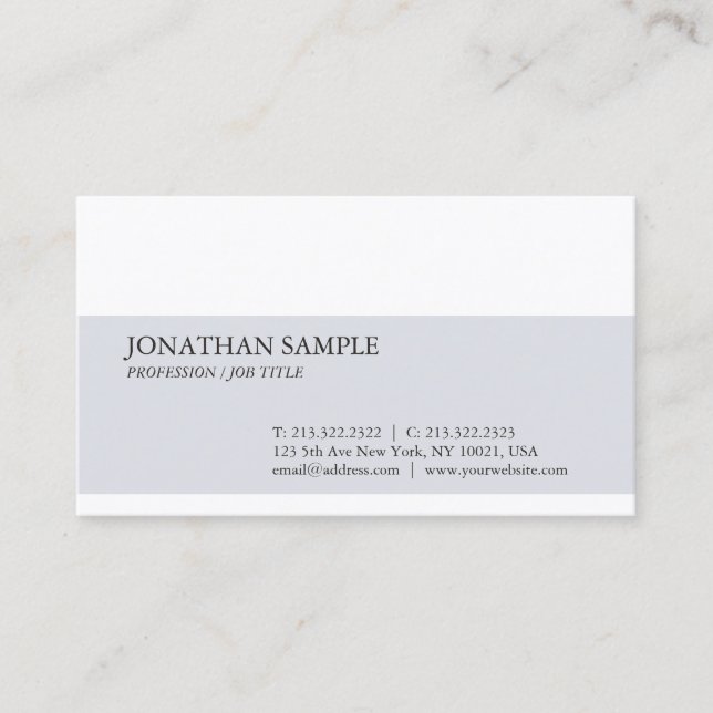 Modern Plain Sophisticated Simple Design Trendy Business Card (Front)